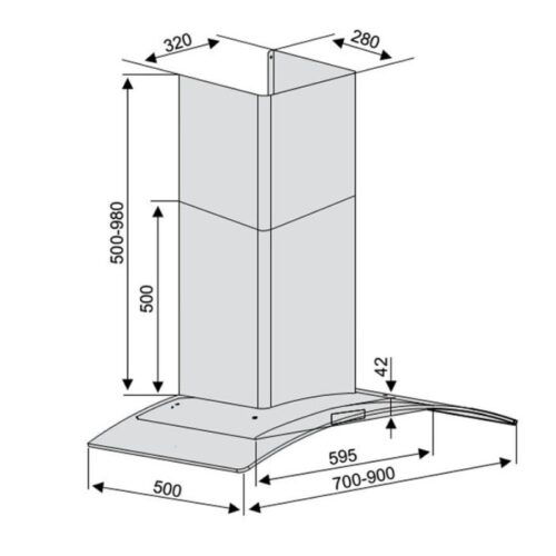 Kích thước máy hút mùi Lorca TA-2001B-90