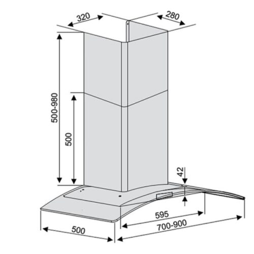 Kích thước máy hút mùi Lorca TA-2005P-90