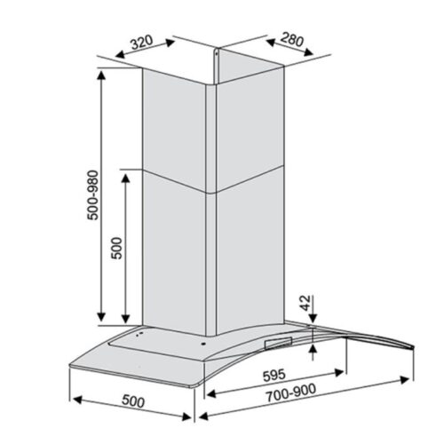 Kích thước máy hút mùi LORCA TA-2005S-70