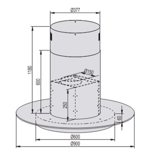 Kích thước máy hút đảo Lorca TA-6009