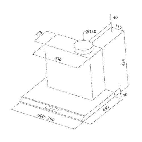 Máy hút khói khử mùi Malloca H116.7 3 Kích thước máy hút khói khử mùi Malloca H116.7