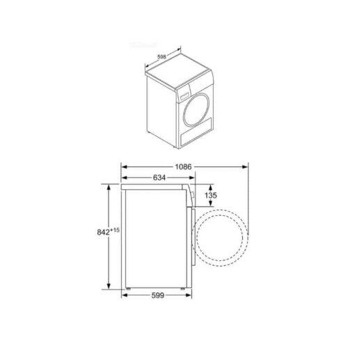 Kích thước máy sấy quần áo Bosch WTW876H8SG