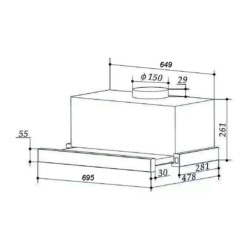 Kích thước máy hút mùi Eurogold EUH01270