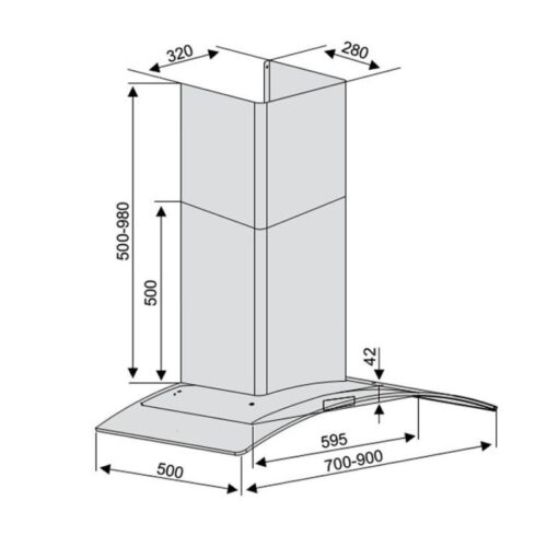 Máy hút mùi Lorca TA 2002A-90 3 Kích thước máy hút mùi Lorca TA 2002A-90