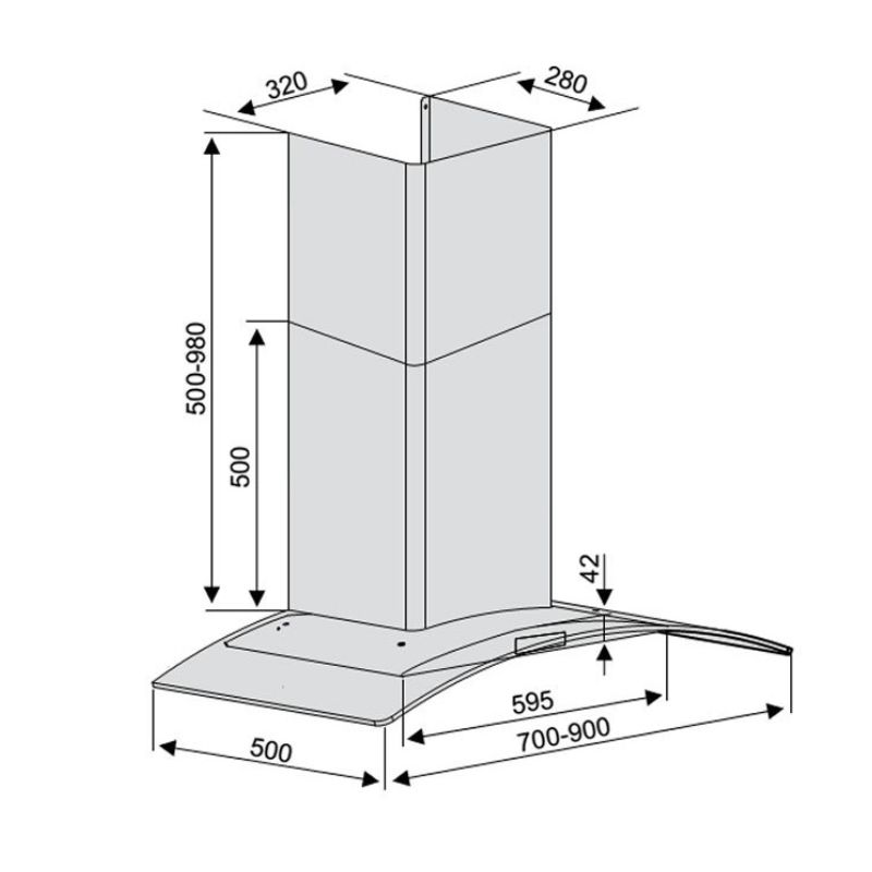Kích thước máy hút mùi Lorca TA 2002A-90 Kích thước máy hút mùi Lorca TA 2002A-90