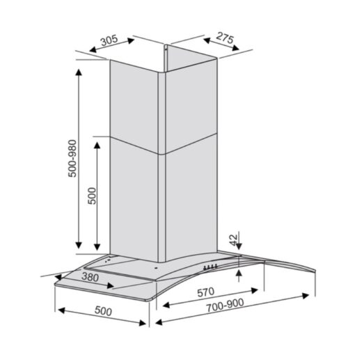 Kích thước máy hút mùi Lorca TA-2005A-70