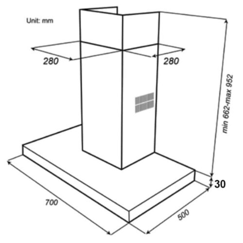 Kích thước của MÁY HÚT MÙI SPELIER SP 110DC/70