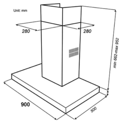 Kích thước của máy hút mùi Spelier SP 110DC/90