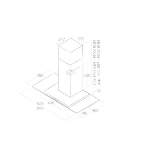 Kích thước máy hút mùi Elica TRIBE IX/A/90