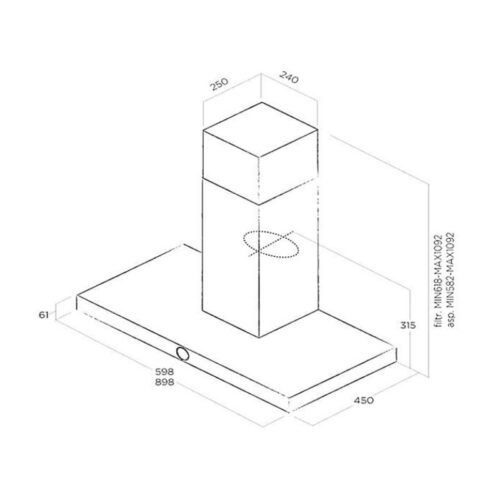 Kích thước máy hút mùi Elica LOL BL/A/90
