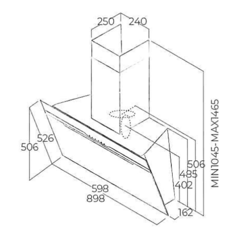 Kích thước máy hút mùi Elica MAJESTIC BL/A/60 Kích thước máy hút mùi Elica MAJESTIC BL/A/60