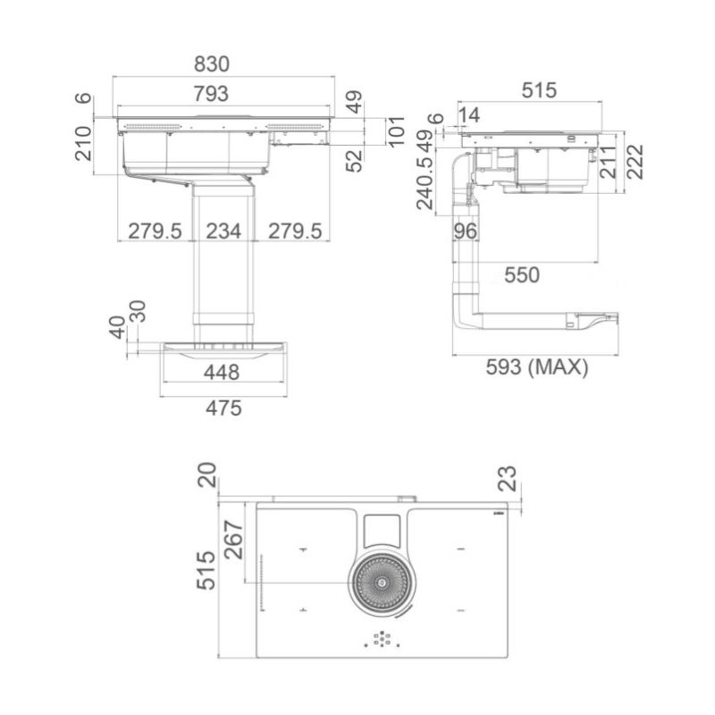 Kích thước máy hút mùi Elica NIKOLA TESLA HP BL/F/83 Kích thước máy hút mùi Elica NIKOLA TESLA HP BL/F/83
