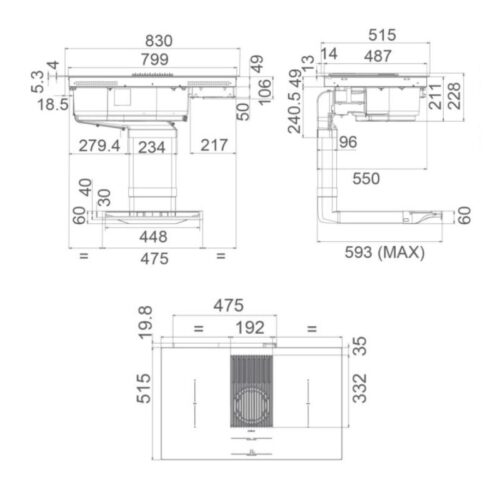 Máy hút mùi Elica NIKOLA TESLA LIBRA WH/F/83 3 Kích thước máy hút mùi Elica NIKOLA TESLA LIBRA WH/F/83