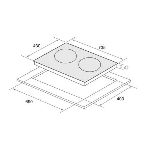 Bếp hồng ngoại Eurosun EU-IF268 3 Kích thước bếp hồng ngoại Eurosun EU-IF268