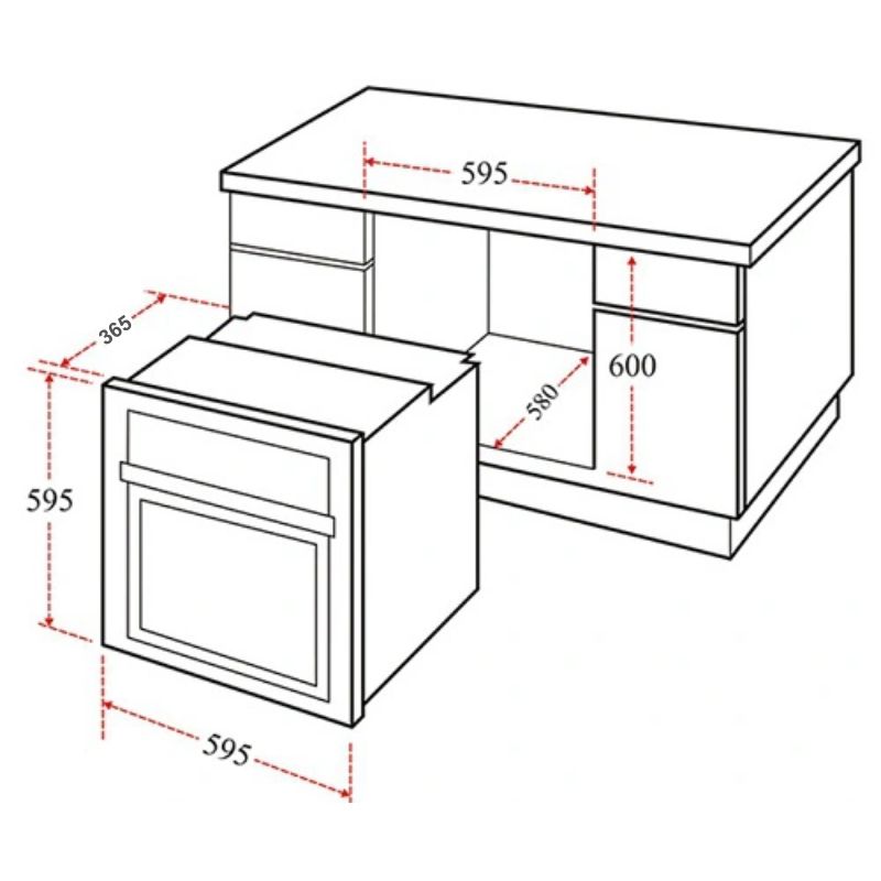 Kích thước lò nướng Chefs EH-BO600E Kích thước lò nướng Chefs EH-BO600E