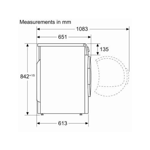 Kích thước máy sấy Bosch WTH83008SG