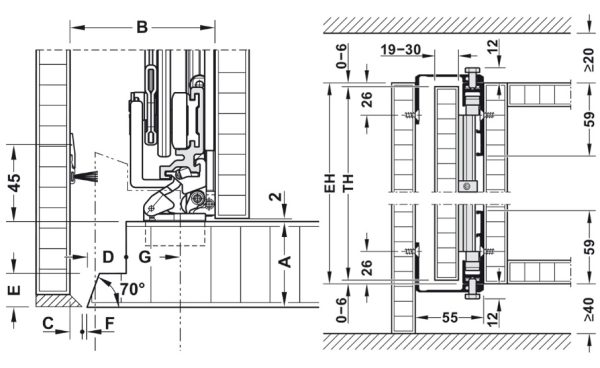408-30-590-1 Cửa trượt xoay bằng gỗ Hafele 408.30.590