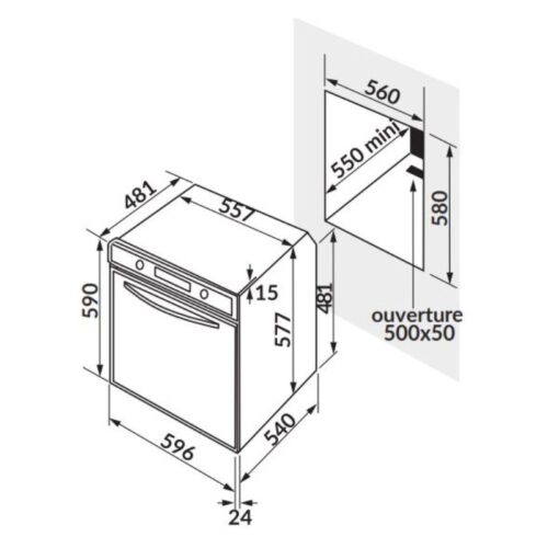 Kích thước lò nướng điện ROSIERES RF43IN