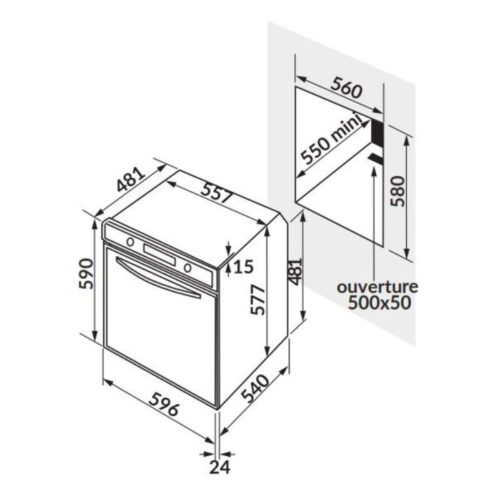 Kích thước lò nướng điện ROSIERES RF4620IN