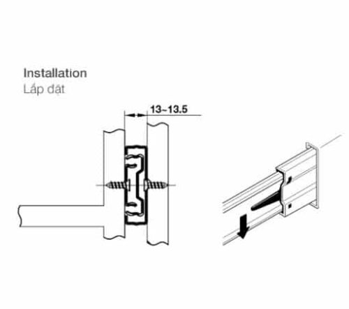 Ray bi nhấn mở 350mm Hafele 494.02.082 3 Ray bi nhấn mở 350mm Hafele 494.02.082
