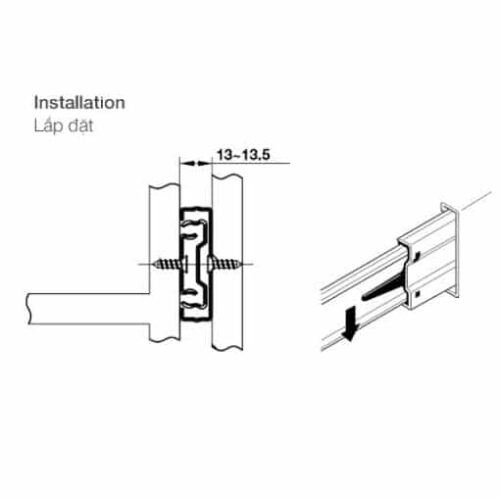 Ray bi không giảm chấn dài 300mm Hafele 494.02.141