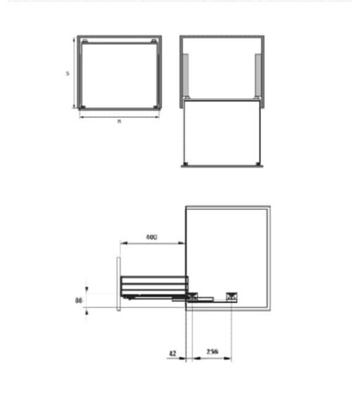 Kích thước của Bộ rổ xoong nồi Cappella Hafele 549.08.224 mạ chrome