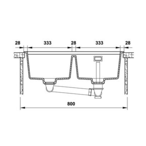 Kích thước chậu rửa đá Hafele HS20-GEN2S80 570.30.510