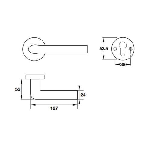 Kích thước của Tay nắm gạt Hafele 903.99.793