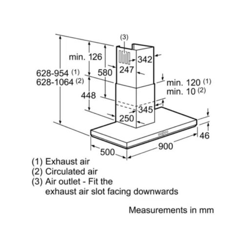 Kích thước máy hút mùi treo tường Bosch DWB098E50