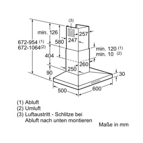 Kích thước máy hút mùi và khói Bosch DWW06D650