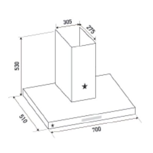 Kích thước máy hút mùi áp tường Pramie TT32-700