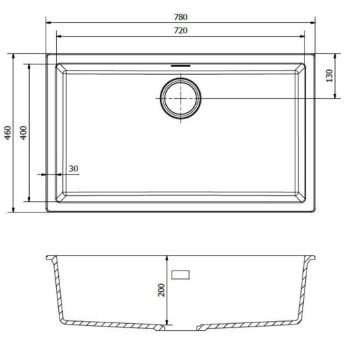 Kích thước chậu rửa bát 1 hố Reginox AMSTERDAM 72 HMH.R30905