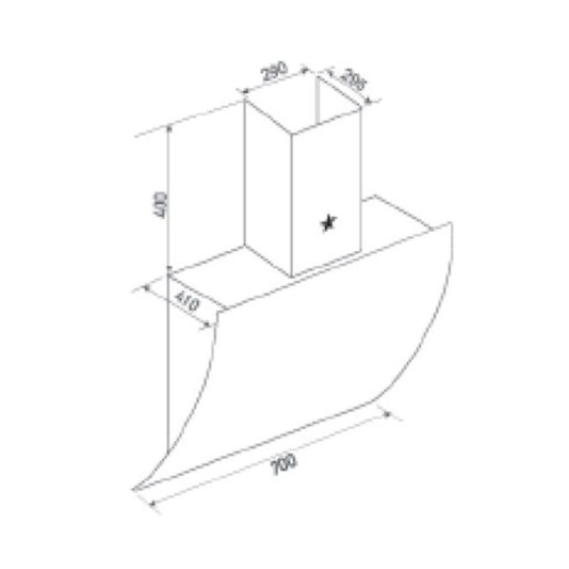 Kích thước máy hút mùi áp tường tuần hoàn Pramie DE22-700 Kích thước máy hút mùi áp tường tuần hoàn Pramie DE22-700