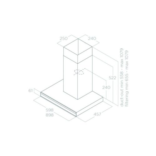 Kích thước máy hút mùi áp tường Elica ADÉLE BLIX/A/60 PRF0167314