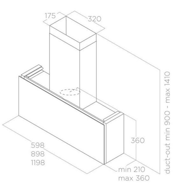 Máy hút mùi áp tường Elica RULES BL/F/90 PRF0163751 8 Kích thước máy hút mùi áp tường Elica RULES BL/F/90 PRF0163751