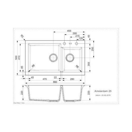 Thiết kế của chậu rửa bát 2 hố Reginox AMSTERDAM 25 HMH.R31094