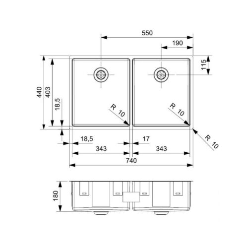 Thiết kế của chậu rửa bát inox 2 hố Reginox NEW YORK HMH.R28223