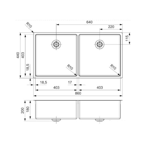 Thiết kế của chậu rửa bát inox 2 hố Reginox NEW YORK HMH.R28254