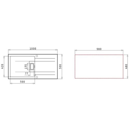 Chậu rửa bát Elica Pyragranite Kartesio 1B 1D Snow 70054411 3 Kích thước chậu rửa bát Elica Pyragranite Kartesio 1B 1D Snow 70054411