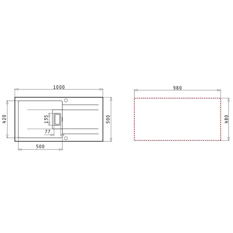 Kích thước chậu rửa bát Elica Pyragranite Kartesio 1B 1D Snow 70054411 Kích thước chậu rửa bát Elica Pyragranite Kartesio 1B 1D Snow 70054411