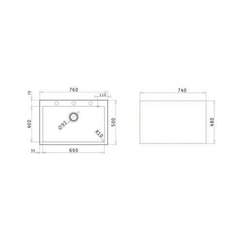 Chậu rửa chén đá 1 hố Elica Pyragranite Istros 1B Snow 070045511 3 Thiết kế của chậu rửa chén đá 1 hố Elica Pyragranite Istros 1B Snow 070045511