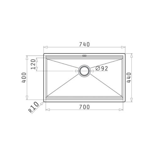 Thiết kế của chậu rửa bát inox 1 hố Elica Zeus 101061901