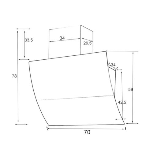 Máy hút mùi áp tường Binova BI-77Luxury-70 3 kich thuoc May hut mui ap tuong Binova BI 77Luxury 70 1
