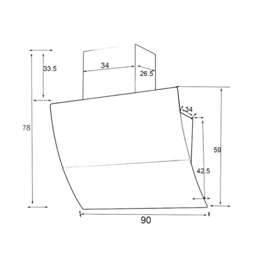 Máy hút mùi áp tường Binova BI-77Luxury-90 3 kich thuoc may hut mui ap tuong binova bi 77luxury 90 1