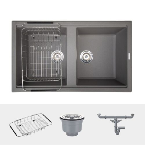 anh chau rua bat konox granite sink phoenix smart 860 grey
