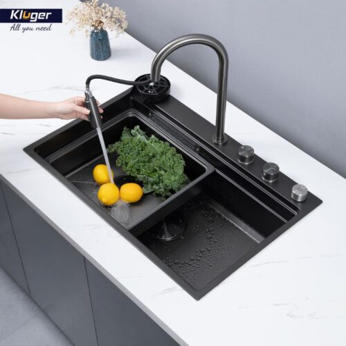 Chậu rửa bát 1 hố Kluger KWF8161FB-S76W Plus 4 Ảnh thực tế chậu rửa bát 1 hố Kluger KWF8161FB-S76W Plus