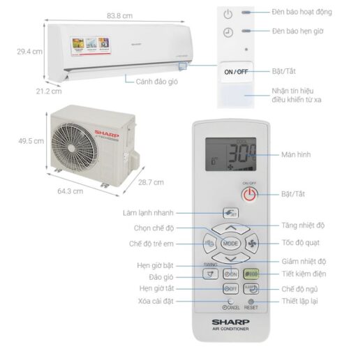 chi tiet may lanh sharp inverter 1 hp au x10zew