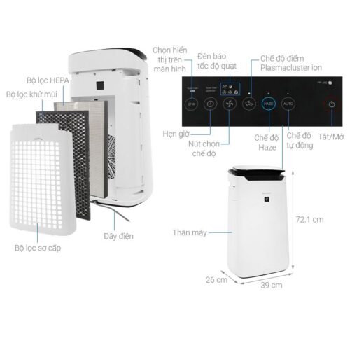 chi tiet may loc khong khi sharp fp j60e w