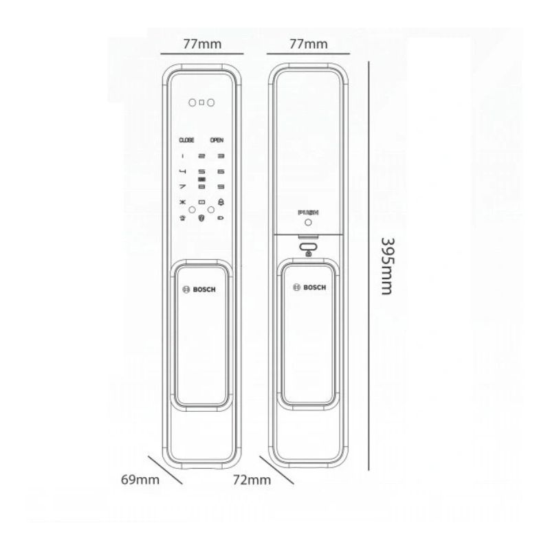 Kích thước khóa cửa thông minh Bosch EL600VF EU Black Kích thước khóa cửa thông minh Bosch EL600VF EU Black