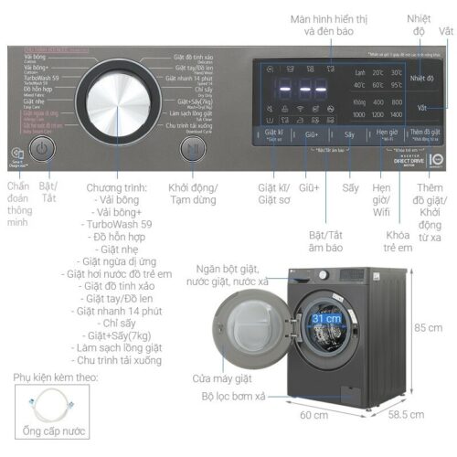 chi tiet may giat say lg giat 11 kg say 7 kg fv1411d4b